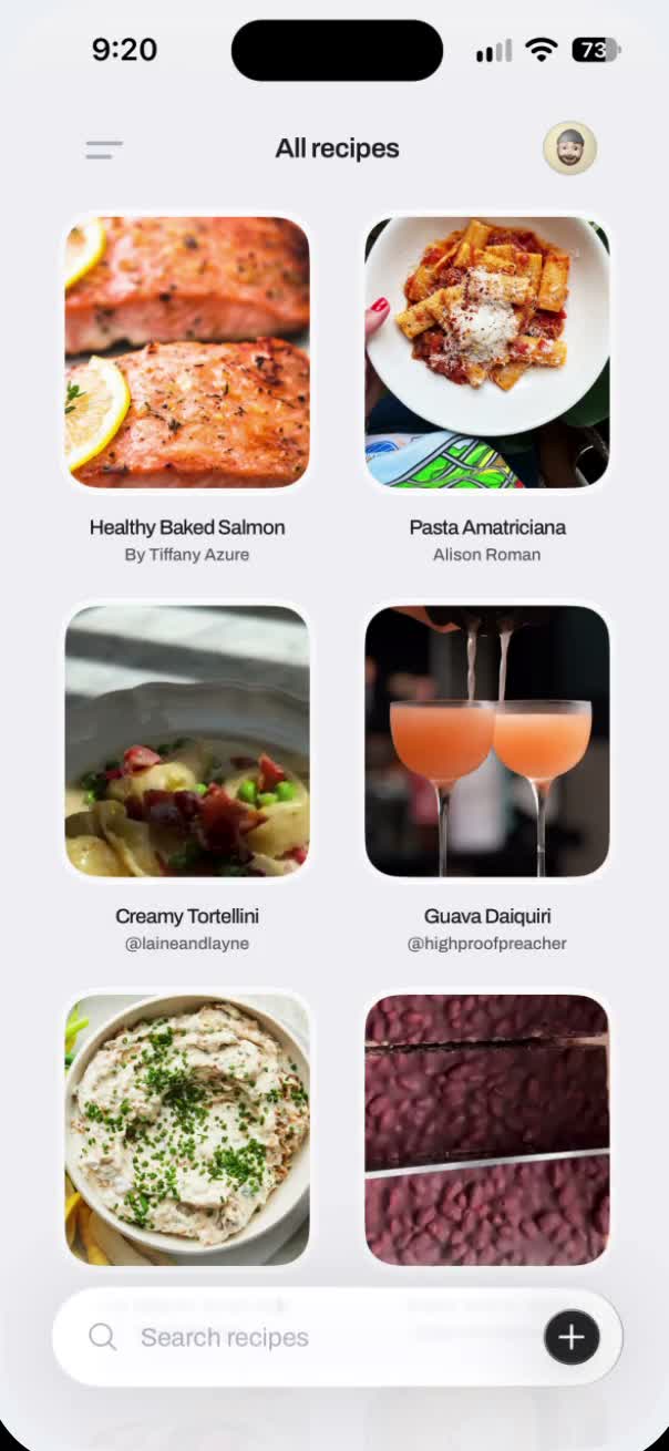 Browse your saved recipe library