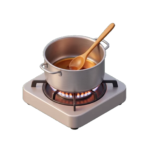 A pot of roux being stirred